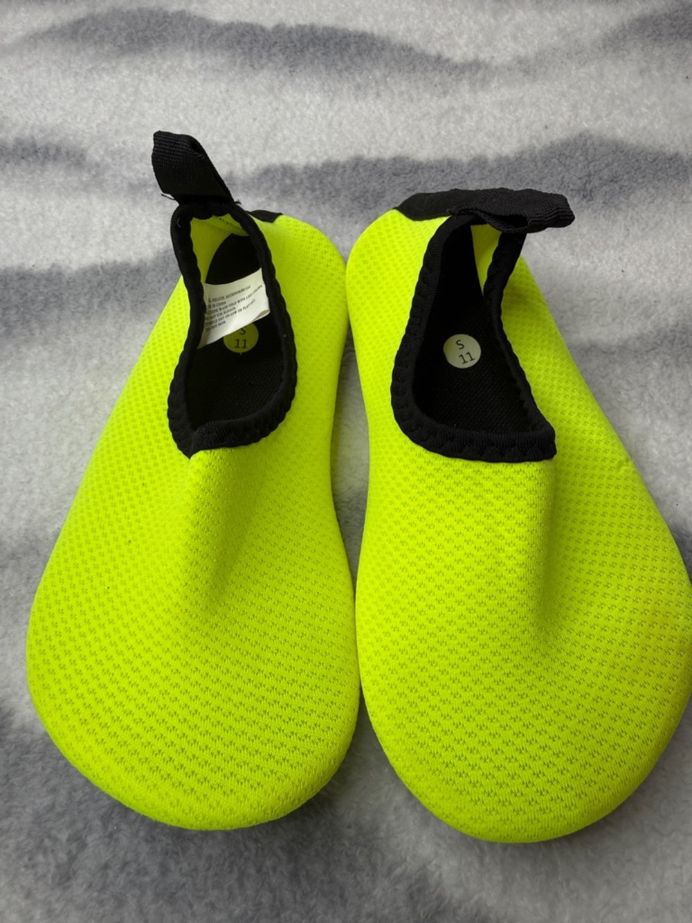 Kids Bright Neon Yellow Water Shoes with Black Trim